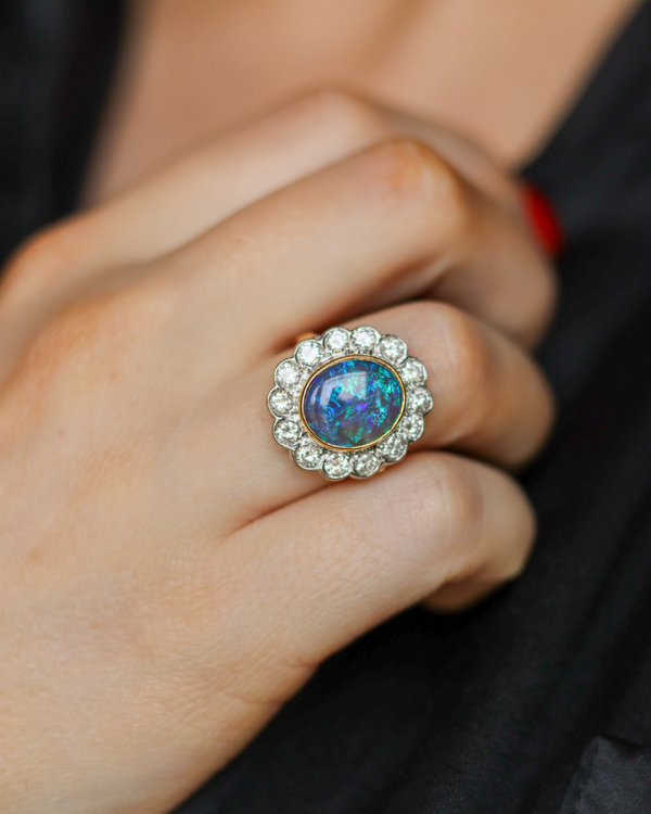 Diamond & Opal Cluster Ring