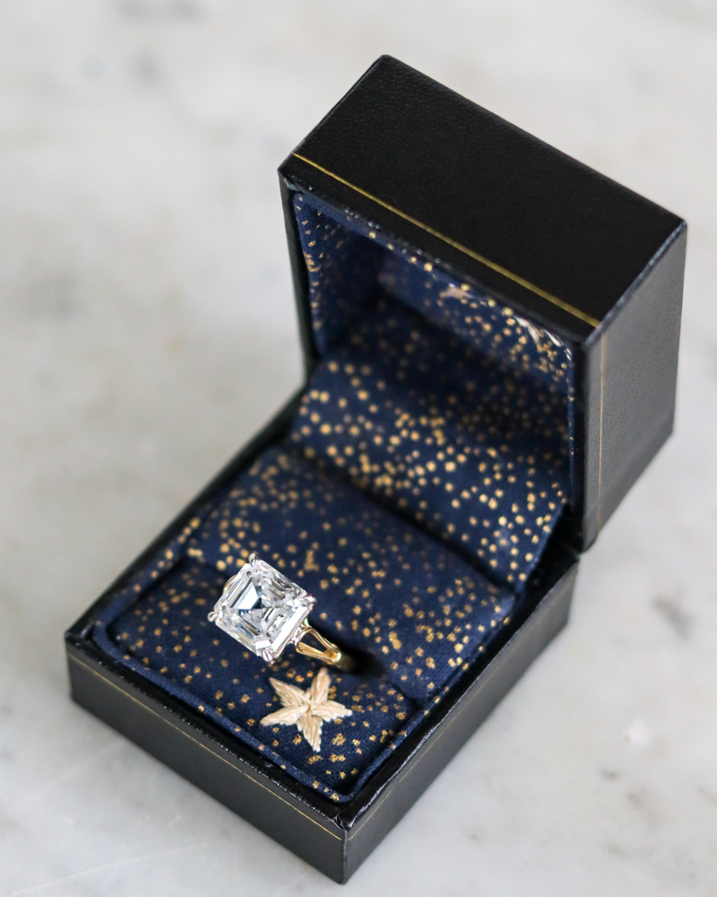 Lab Asscher Diamond set in a Georgian Style