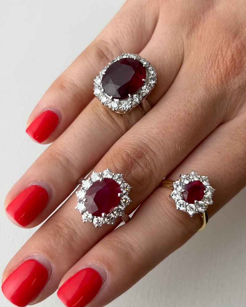 Ruby & Diamond Cluster Ring