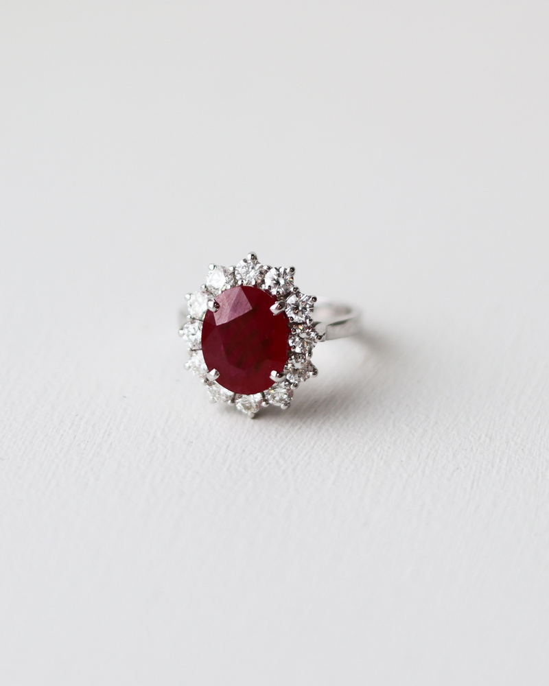 Ruby & Diamond Cluster Ring