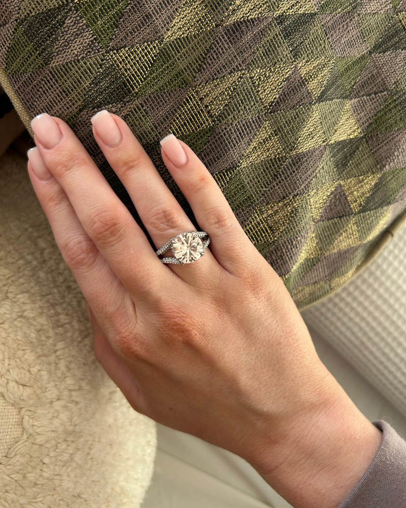 Pink Lab Diamond with Pave Basket