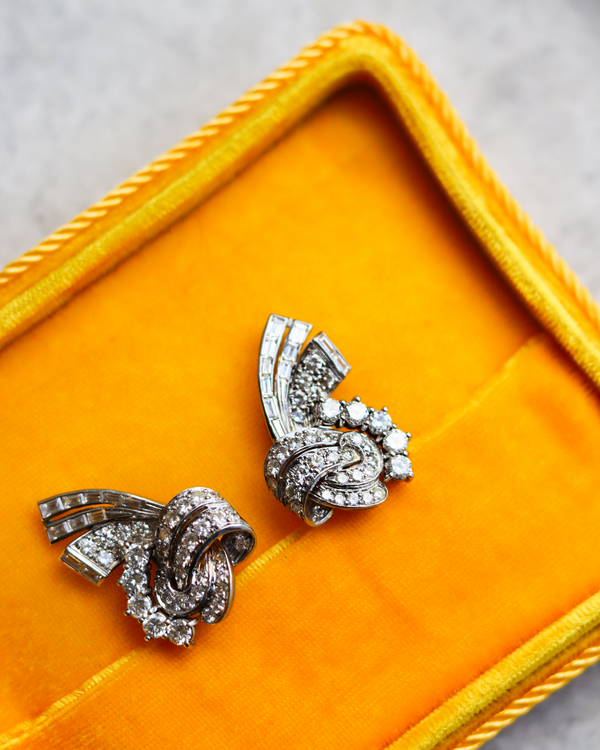 Platinum Art Deco Diamond Earrings