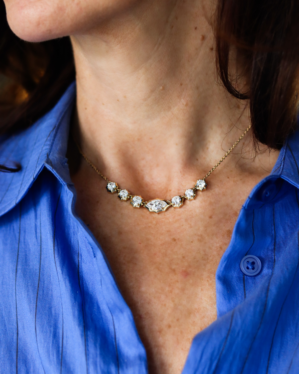 Lab Diamond Necklace with central Marquise Diamond
