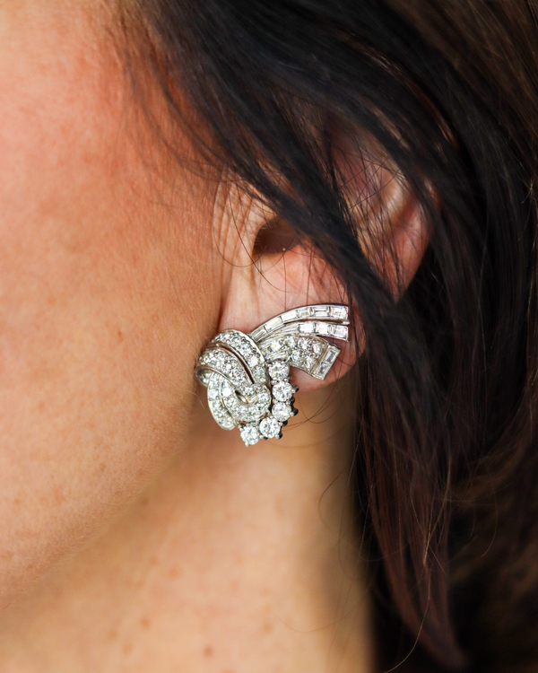 Platinum Art Deco Diamond Earrings