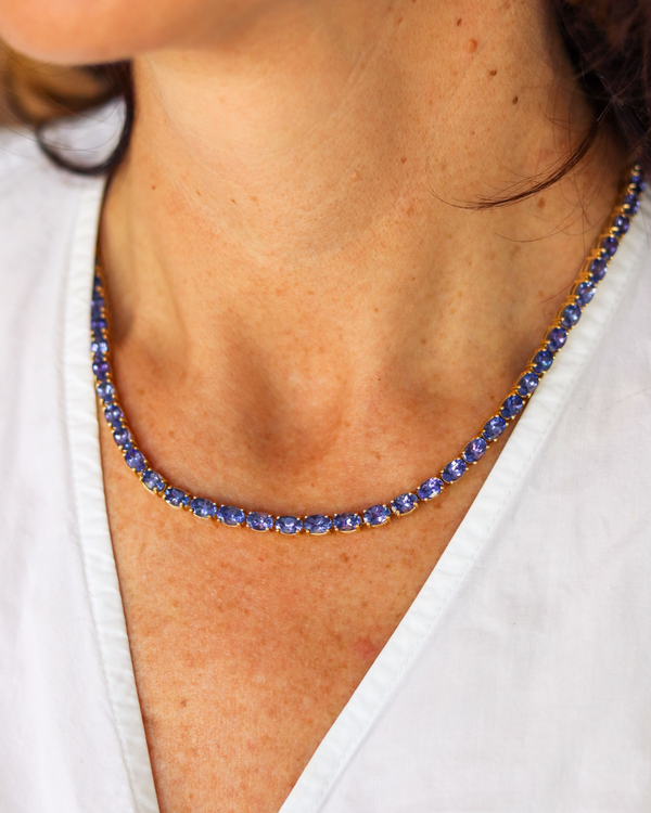 Pre-owned Tanzanite Tennis Necklace