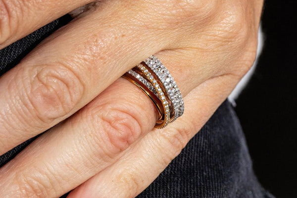 Triple diamond band - white & yellow gold