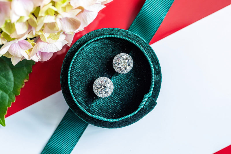 Large Halo Lab Diamond Studs