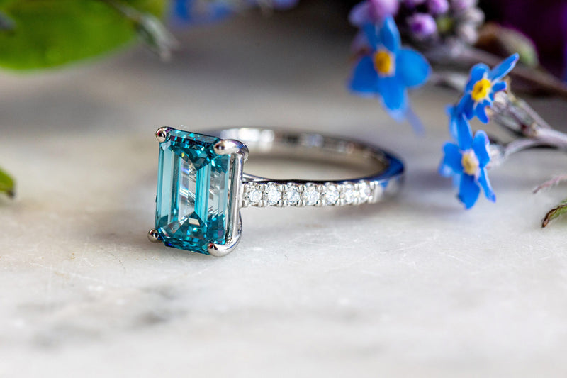 Vivid Blue Lab Diamond ring